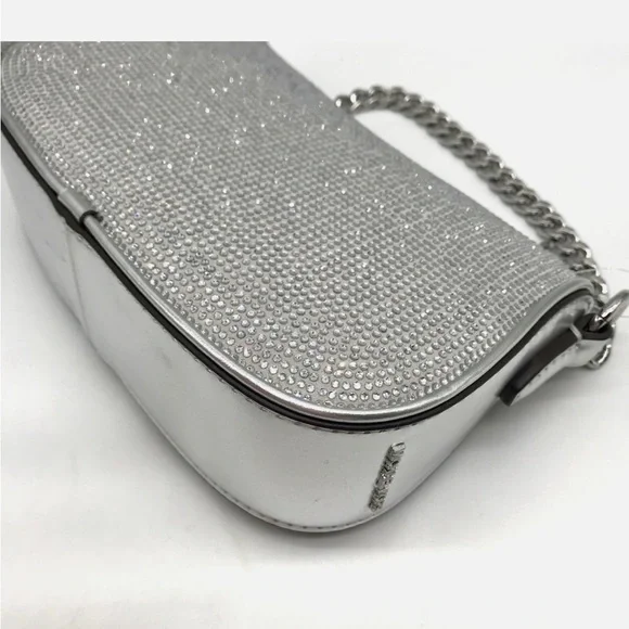 Michael Kors Silver Leather Carmela Small Pouchette Crossbody Bag - Picture 6 of 8